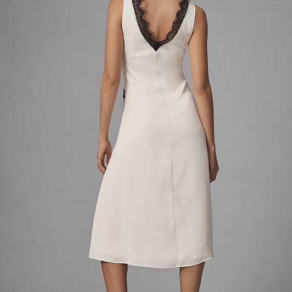 Anthropologie White Silk with Black Lace Dress - Picture 3 of 8